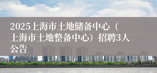 2025上海市土地储备中心（上海市土地整备中心）招聘3人公告