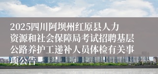 2025四川阿坝州红原县人力资源和社会保障局考试招聘基层公路养护工递补人员体检有关事项公告