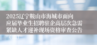 2025辽宁鞍山市海城市面向应届毕业生招聘驻企高层次急需紧缺人才递补现场资格审查公告（二）