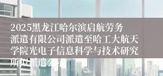 2025黑龙江哈尔滨启航劳务派遣有限公司派遣至哈工大航天学院光电子信息科学与技术研究所拟派遣公示