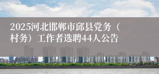 2025河北邯郸市邱县党务（村务）工作者选聘44人公告