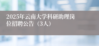 2025年云南大学科研助理岗位招聘公告（3人）