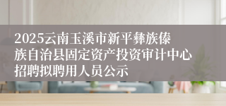 2025云南玉溪市新平彝族傣族自治县固定资产投资审计中心招聘拟聘用人员公示