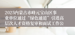2025内蒙古赤峰元宝山区事业单位通过“绿色通道”引进高层次人才资格复审和面试工作公告