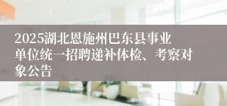 2025湖北恩施州巴东县事业单位统一招聘递补体检、考察对象公告