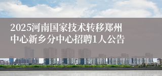 2025河南国家技术转移郑州中心新乡分中心招聘1人公告