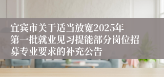 宜宾市关于适当放宽2025年第一批就业见习提能部分岗位招募专业要求的补充公告
