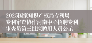 2025国家知识产权局专利局专利审查协作河南中心招聘专利审查员第三批拟聘用人员公示