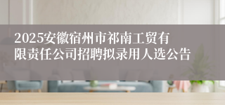2025安徽宿州市祁南工贸有限责任公司招聘拟录用人选公告