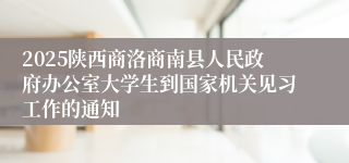 2025陕西商洛商南县人民政府办公室大学生到国家机关见习工作的通知