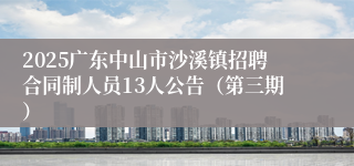2025广东中山市沙溪镇招聘合同制人员13人公告（第三期）
