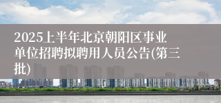 2025上半年北京朝阳区事业单位招聘拟聘用人员公告(第三批)