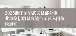 2025浙江金华武义县部分事业单位招聘总成绩公示及入围体检通知