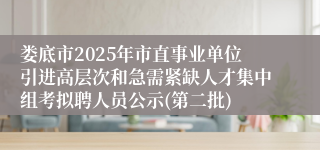 娄底市2025年市直事业单位引进高层次和急需紧缺人才集中组考拟聘人员公示(第二批)