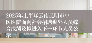 2025年上半年云南昆明市中医医院面向社会招聘编外人员综合成绩及拟进入下一环节人员公示