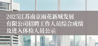 2025江苏南京雨花新城发展有限公司招聘工作人员综合成绩及进入体检人员公示