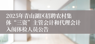 2025年青山湖区招聘农村集体“三资”主管会计和代理会计入闱体检人员公告