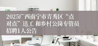 2025广西南宁市青秀区“点对点”送工 和乡村公岗专管员招聘1人公告