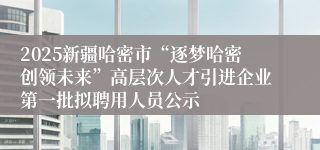 2025新疆哈密市“逐梦哈密创领未来”高层次人才引进企业第一批拟聘用人员公示