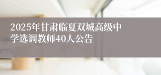 2025年甘肃临夏双城高级中学选调教师40人公告