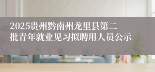 2025贵州黔南州龙里县第二批青年就业见习拟聘用人员公示