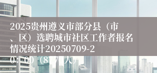 2025贵州遵义市部分县（市、区）选聘城市社区工作者报名情况统计20250709-20：00（8770人）