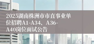 2025湖南株洲市市直事业单位招聘A1-A34、A36-A40岗位面试公告