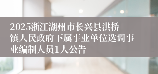 2025浙江湖州市长兴县洪桥镇人民政府下属事业单位选调事业编制人员1人公告