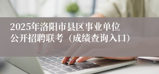 2025年洛阳市县区事业单位公开招聘联考（成绩查询入口）