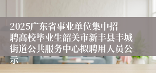 2025广东省事业单位集中招聘高校毕业生韶关市新丰县丰城街道公共服务中心拟聘用人员公示