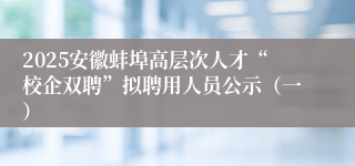 2025安徽蚌埠高层次人才“校企双聘”拟聘用人员公示（一）