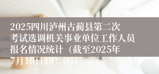 2025四川泸州古蔺县第二次考试选调机关事业单位工作人员报名情况统计（截至2025年7月10日18：00）