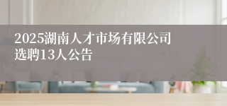 2025湖南人才市场有限公司选聘13人公告