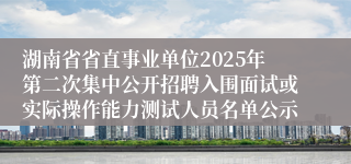 湖南省省直事业单位2025年第二次集中公开招聘入围面试或实际操作能力测试人员名单公示