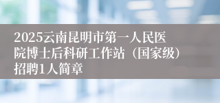 2025云南昆明市第一人民医院博士后科研工作站（国家级）招聘1人简章
