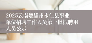2025云南楚雄州永仁县事业单位招聘工作人员第一批拟聘用人员公示
