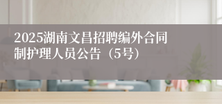 2025湖南文昌招聘编外合同制护理人员公告（5号）