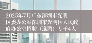 2025年7月广东深圳市光明区委办公室深圳市光明区人民政府办公室招聘（选聘）专干4人公告