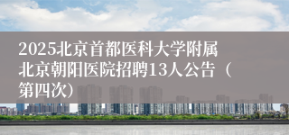 2025北京首都医科大学附属北京朝阳医院招聘13人公告（第四次）