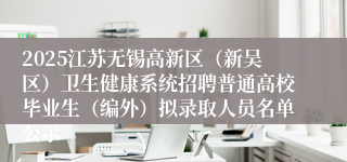 2025江苏无锡高新区（新吴区）卫生健康系统招聘普通高校毕业生（编外）拟录取人员名单公示