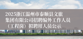2025浙江温州市泰顺县文旅集团有限公司招聘编外工作人员（工程岗）拟聘用人员公示