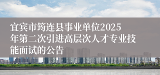 宜宾市筠连县事业单位2025年第二次引进高层次人才专业技能面试的公告 