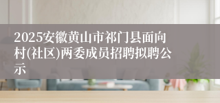 2025安徽黄山市祁门县面向村(社区)两委成员招聘拟聘公示