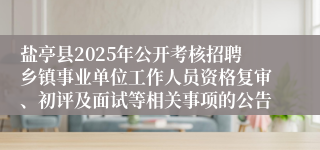 盐亭县2025年公开考核招聘乡镇事业单位工作人员资格复审、初评及面试等相关事项的公告