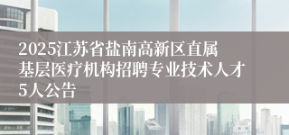 2025江苏省盐南高新区直属基层医疗机构招聘专业技术人才5人公告