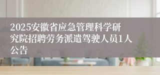 2025安徽省应急管理科学研究院招聘劳务派遣驾驶人员1人公告