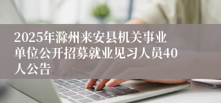 2025年滁州来安县机关事业单位公开招募就业见习人员40人公告
