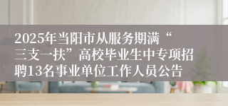 2025年当阳市从服务期满“三支一扶”高校毕业生中专项招聘13名事业单位工作人员公告