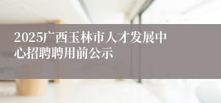 2025广西玉林市人才发展中心招聘聘用前公示