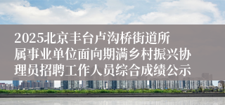 2025北京丰台卢沟桥街道所属事业单位面向期满乡村振兴协理员招聘工作人员综合成绩公示